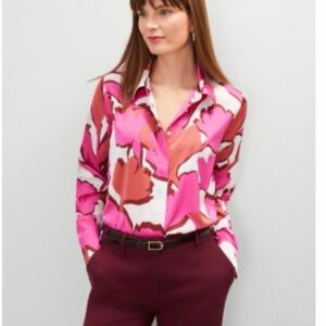 NEW Ann Taylor floral satin shirt